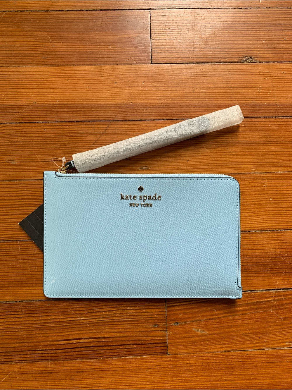 Kate Spade light blue wristlet clutch